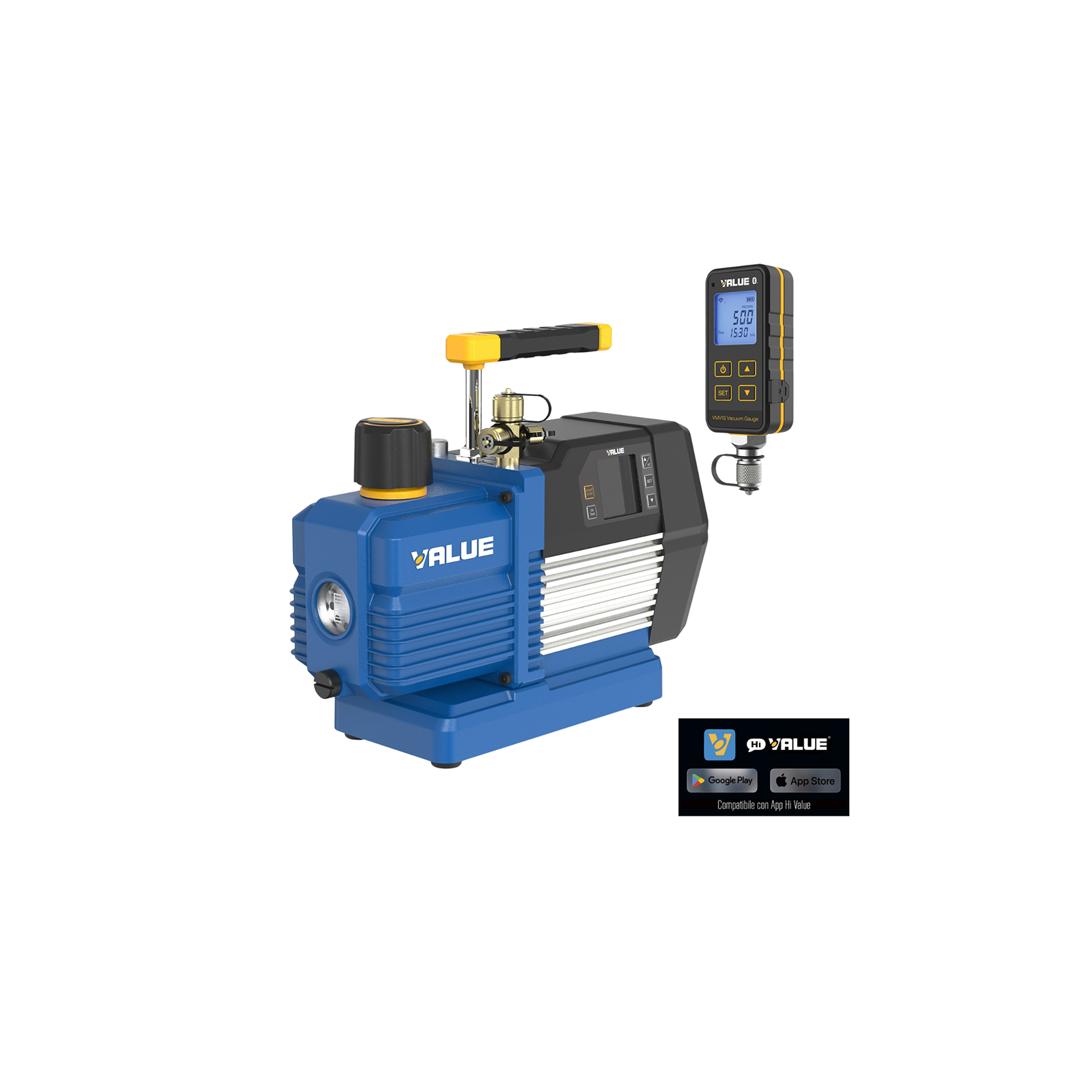 Pompa Vuoto a Doppio Stadio VP8DSV adatta per Refrigeranti A1 e A2L (incluso R32) con Display Digitale