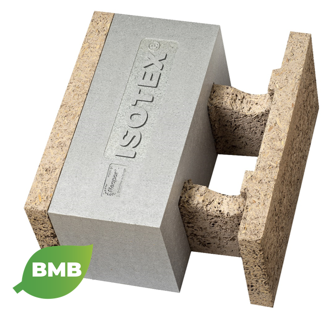 ISOTEX - Blocco cassero in legno cemento HDIII 44/20 con grafite